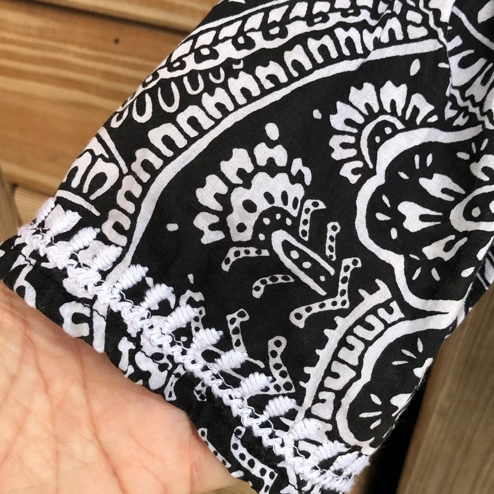 CHICO’S 100% Cotton Embroidered Blouse w/Elastic Waist - Picture 5 of 9